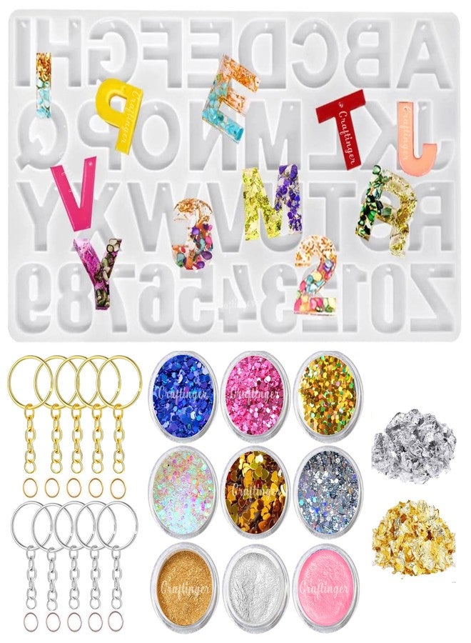 Craftinger DIY Alphabet Keychain Making Mould Kit Set with Glitter Colors, Mica and More - Image 1